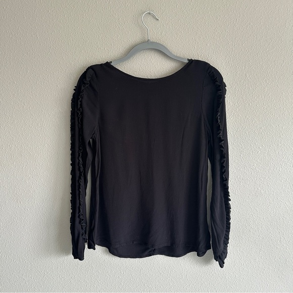 Sanctuary Black Ruffle Long Sleeve Top Small - Picture 1 of 10